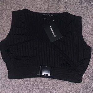 Ribbed crop top w/ buckle waist BRAND NEW W/ TAGS
